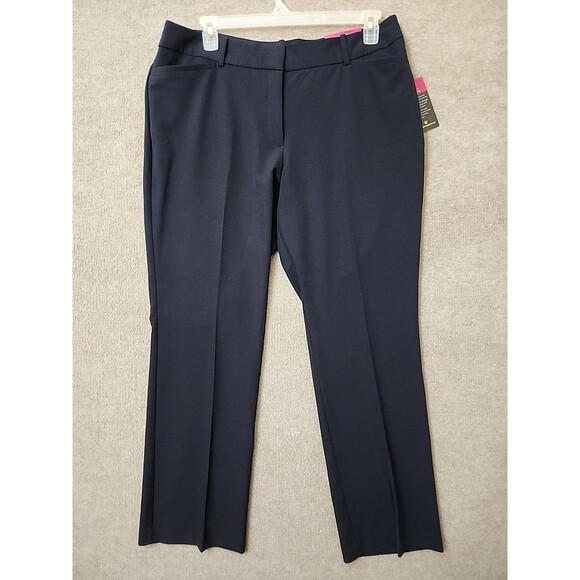Worthington Curvy Fit Perfect Trouser Dress Pants Womens 16 Navy Blue Career NEW - Picture 1 of 11